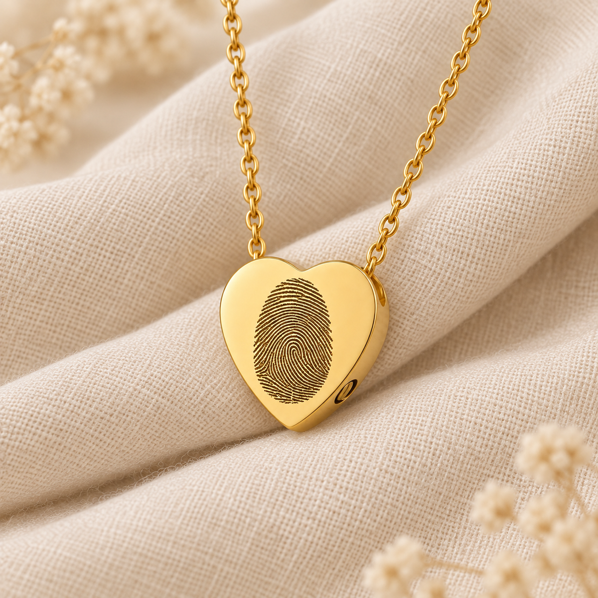 Gold Fingerprint Heart Urn Necklace