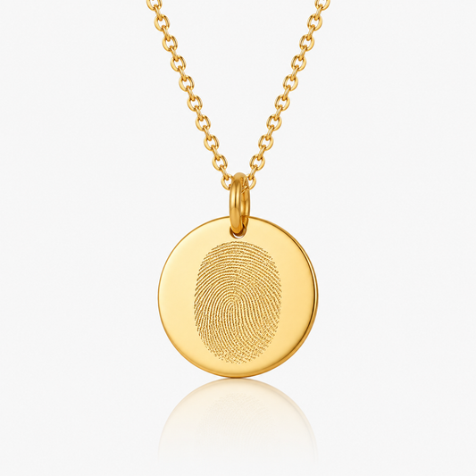 Gold Fingerprint Disc Necklace