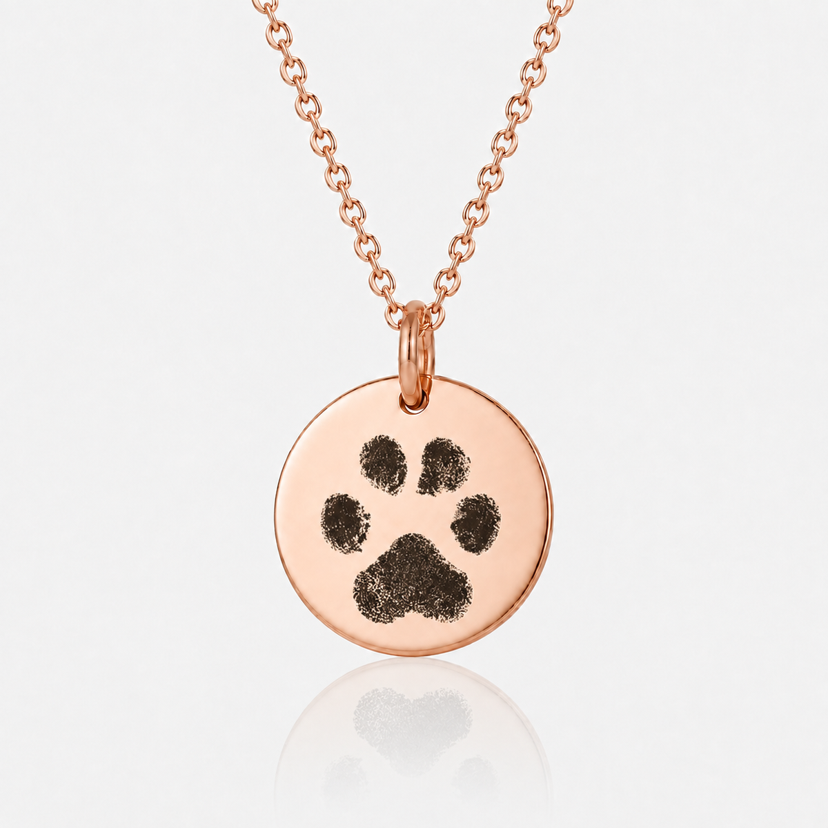 Rose Gold Paw Print Disc Necklace
