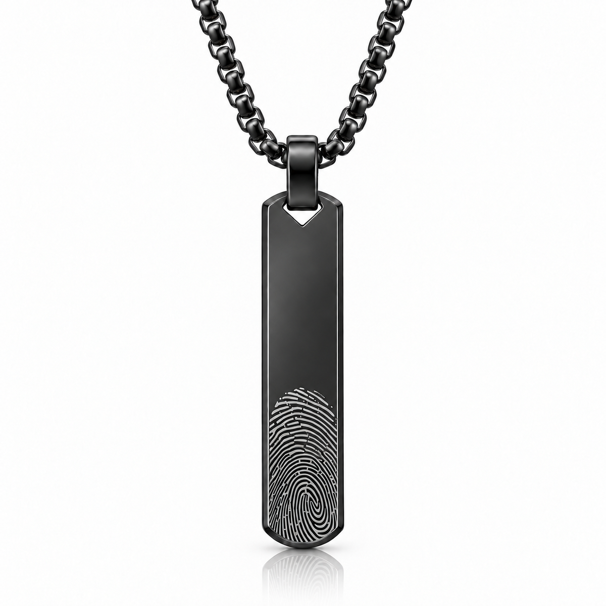 Black Fingerprint Bar Necklace