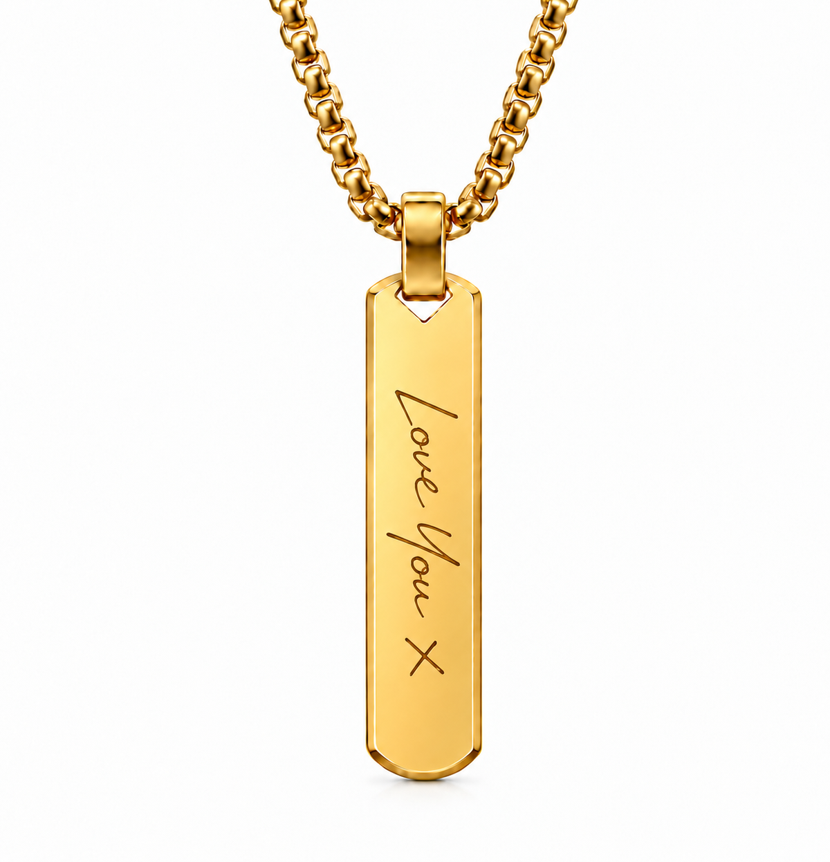 Gold Handwriting Bar Necklace