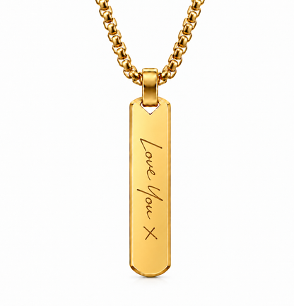 Gold Handwriting Bar Necklace