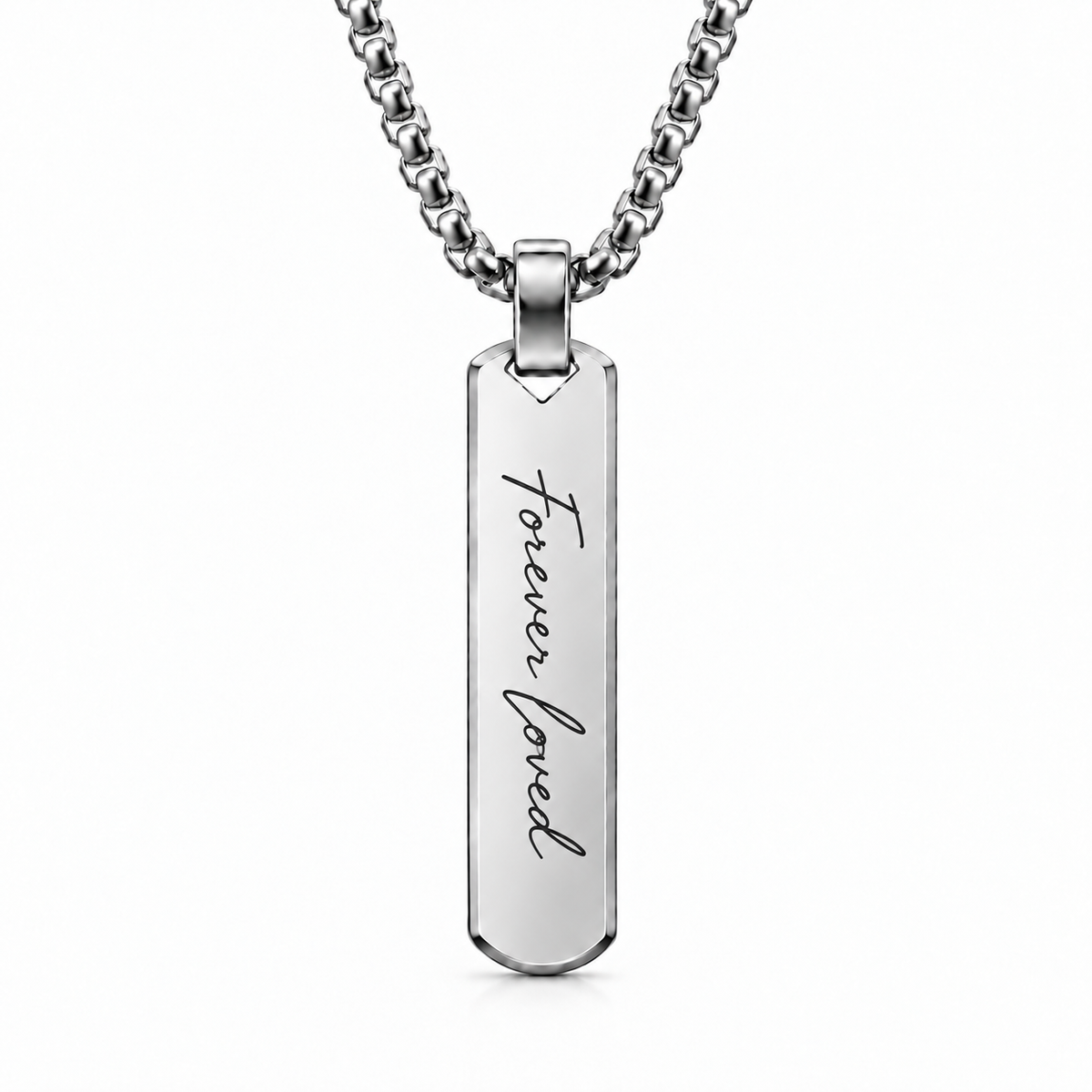 Silver Handwriting Bar Necklace