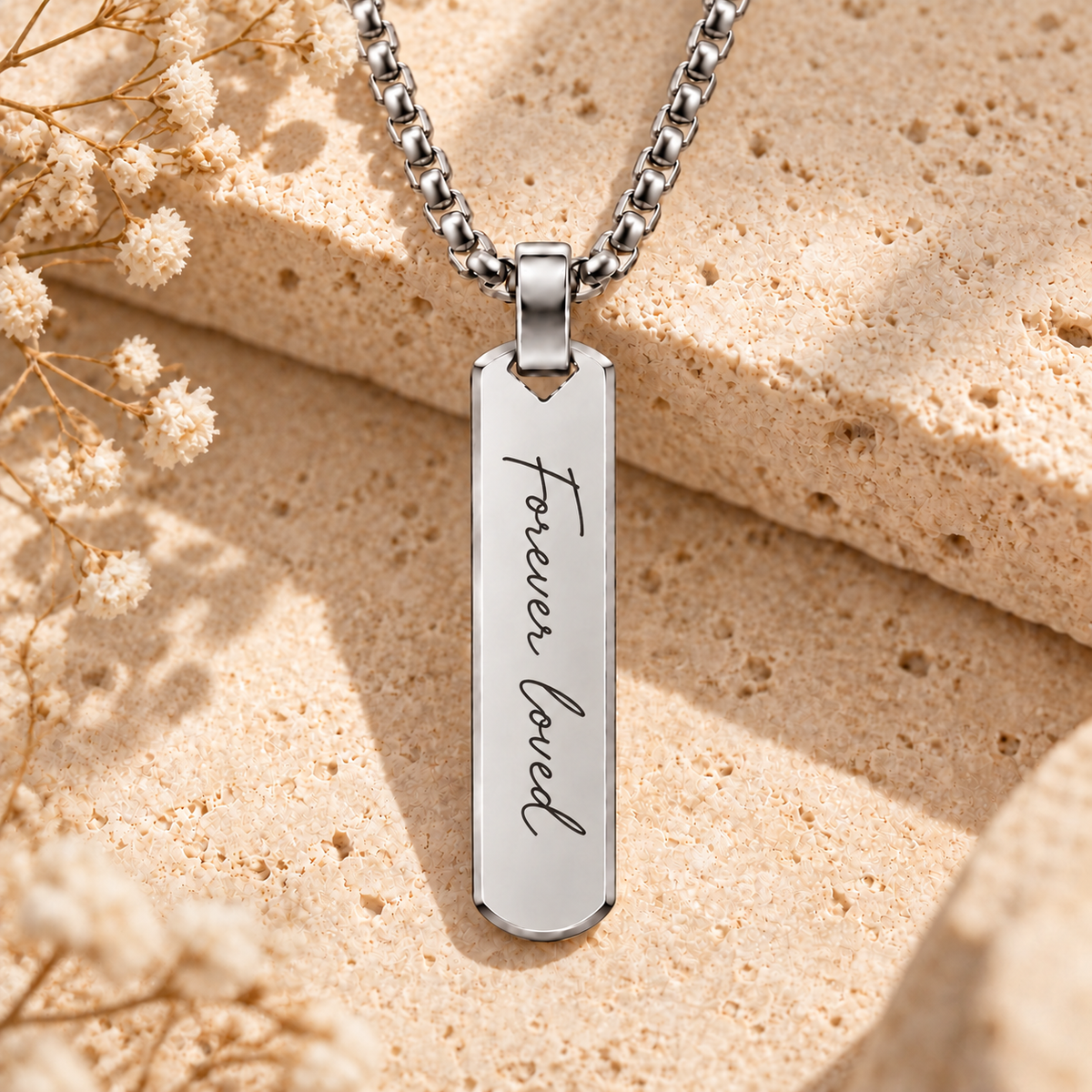 Silver Handwriting Bar Necklace
