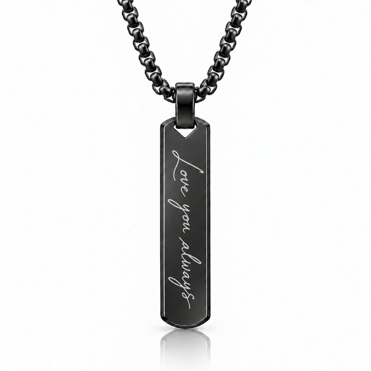 Black Handwriting Bar Necklace