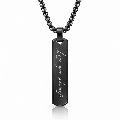 Black Handwriting Bar Necklace