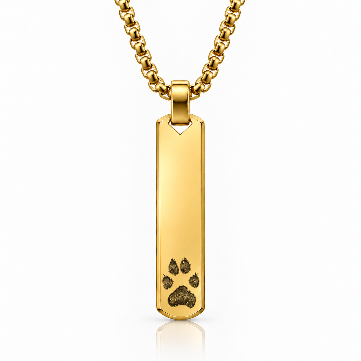 Gold Paw Print Bar Necklace