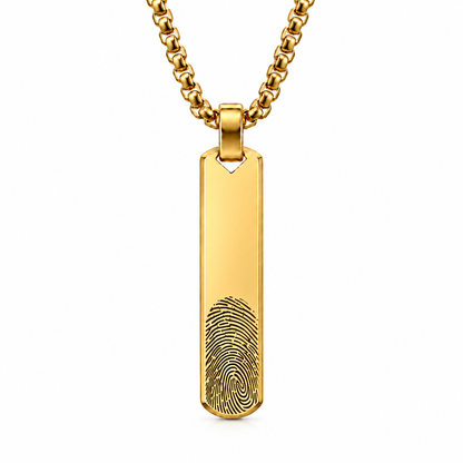 Gold Fingerprint Bar Necklace