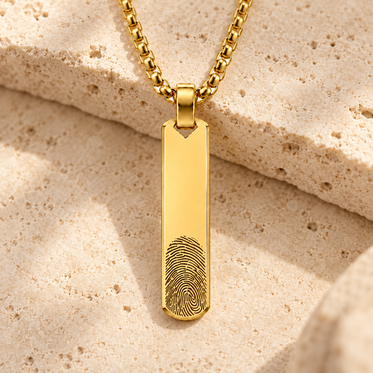 Gold Fingerprint Bar Necklace