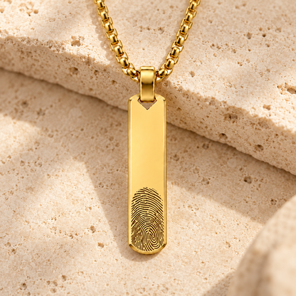 Gold Fingerprint Bar Necklace