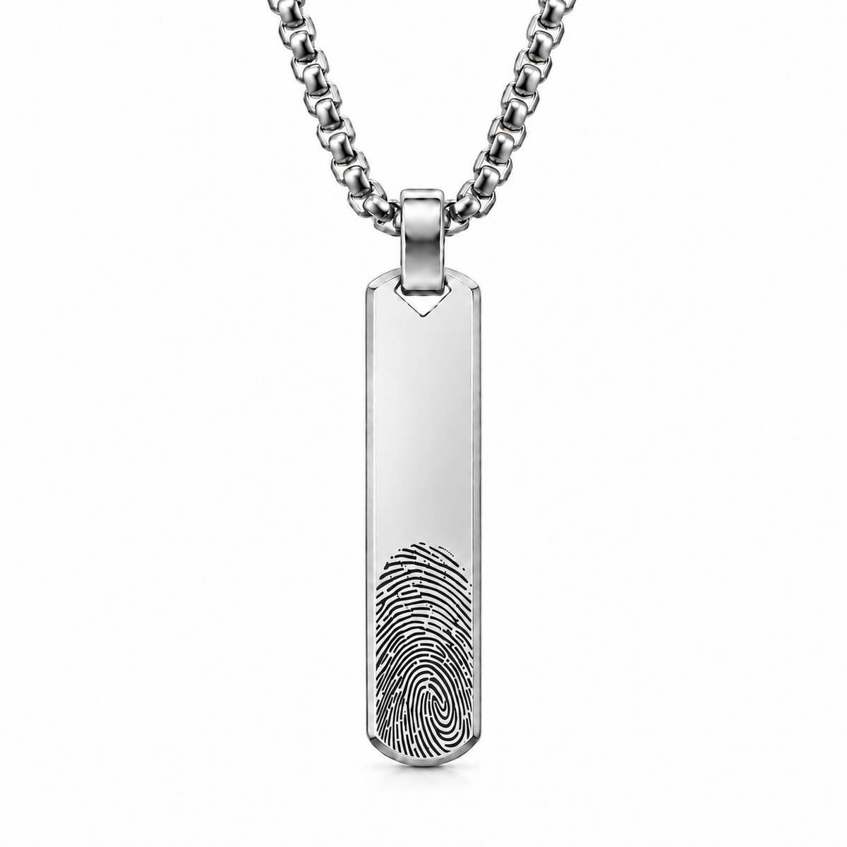 Silver Fingerprint Bar Necklace