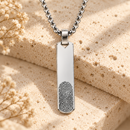 Silver Fingerprint Bar Necklace