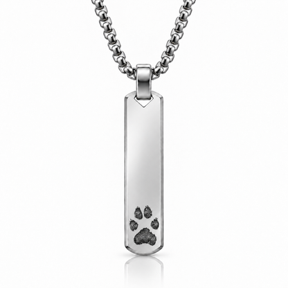 Silver Paw Print Bar Necklace