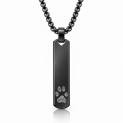 Black Paw Print Bar Necklace