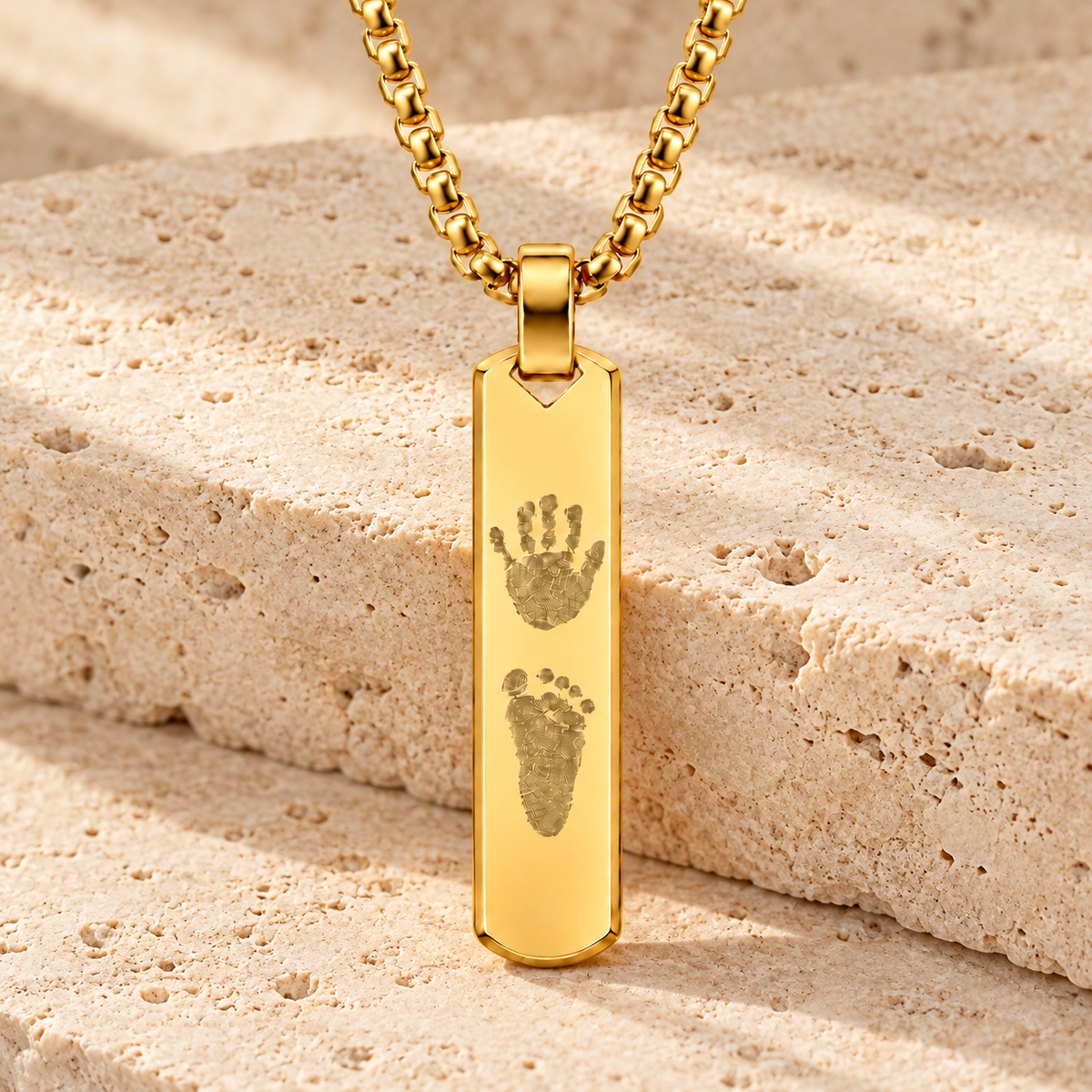 Gold Handprint / Footprint Bar Necklace