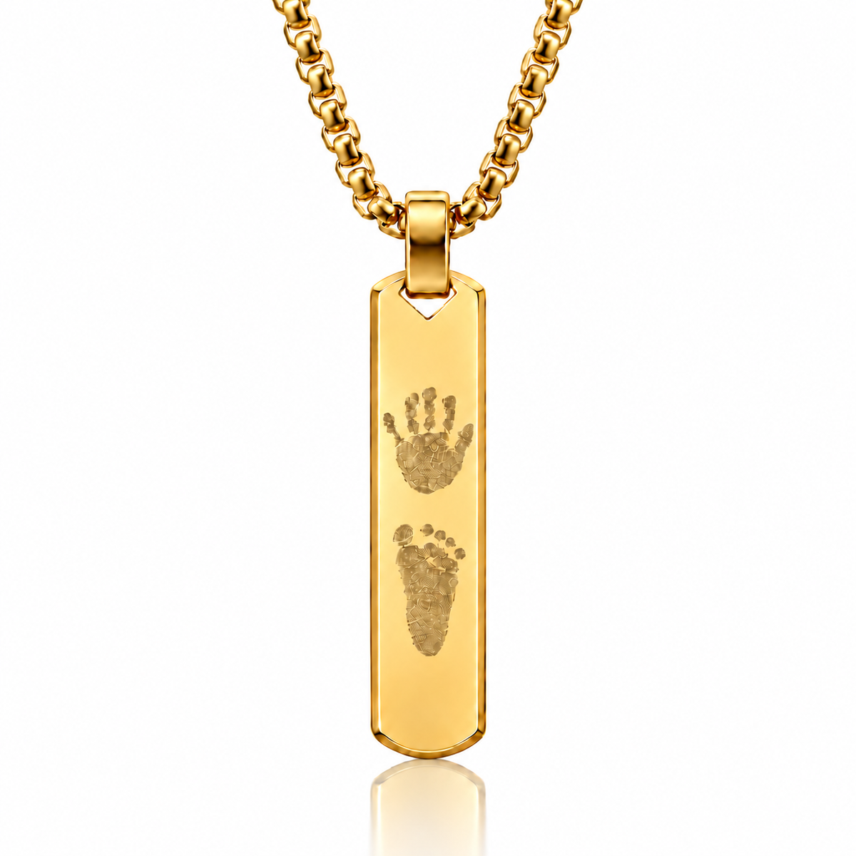 Gold Handprint / Footprint Bar Necklace