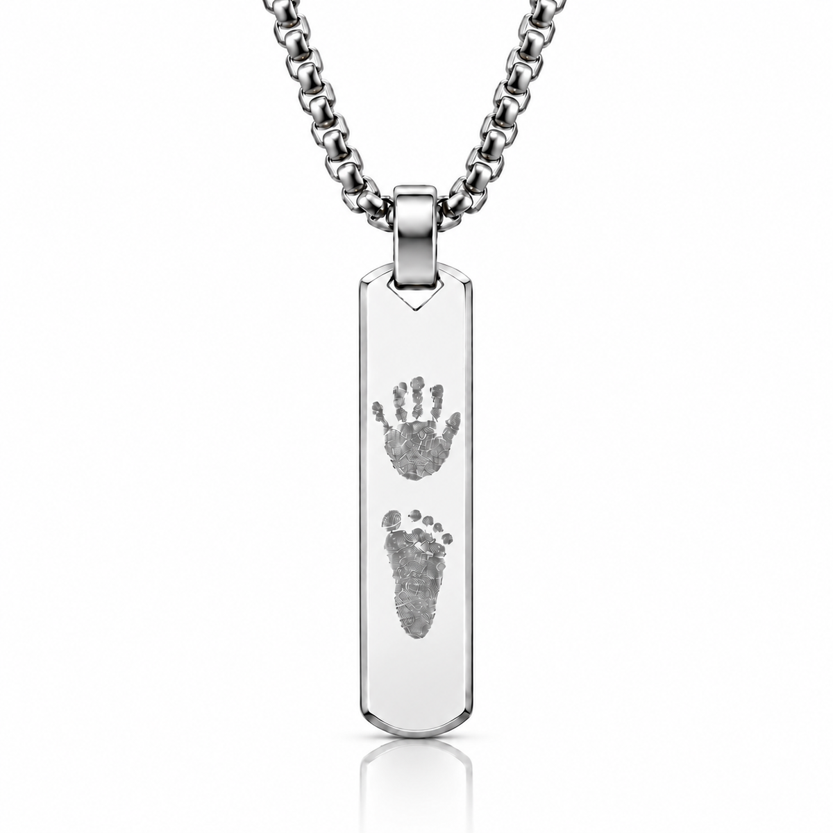 Silver Handprint / Footprint Bar Necklace