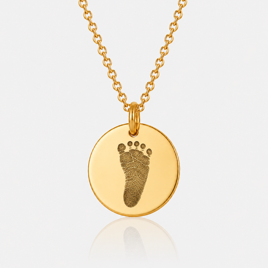 Gold Footprint Disc Necklace