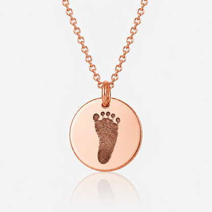 Rose Gold Footprint Disc Necklace