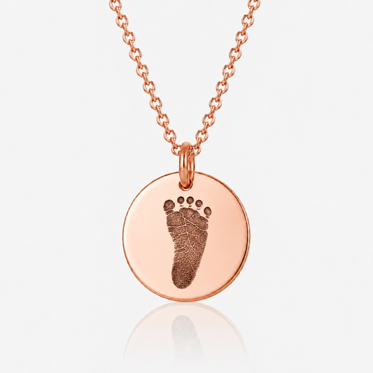 Rose Gold Footprint Disc Necklace