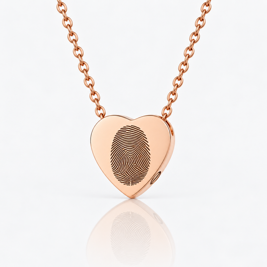 Rose Gold Fingerprint Heart Urn Necklace