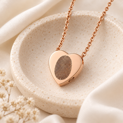 Rose Gold Fingerprint Heart Urn Necklace