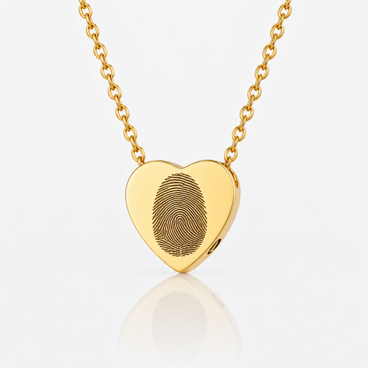 Gold Fingerprint Heart Urn Necklace