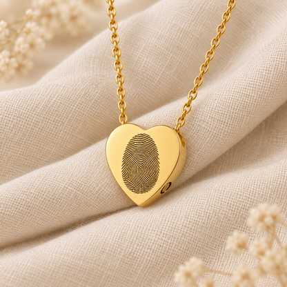 Gold Fingerprint Heart Urn Necklace