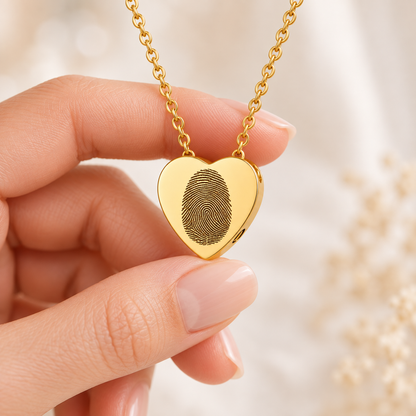 Gold Fingerprint Heart Urn Necklace