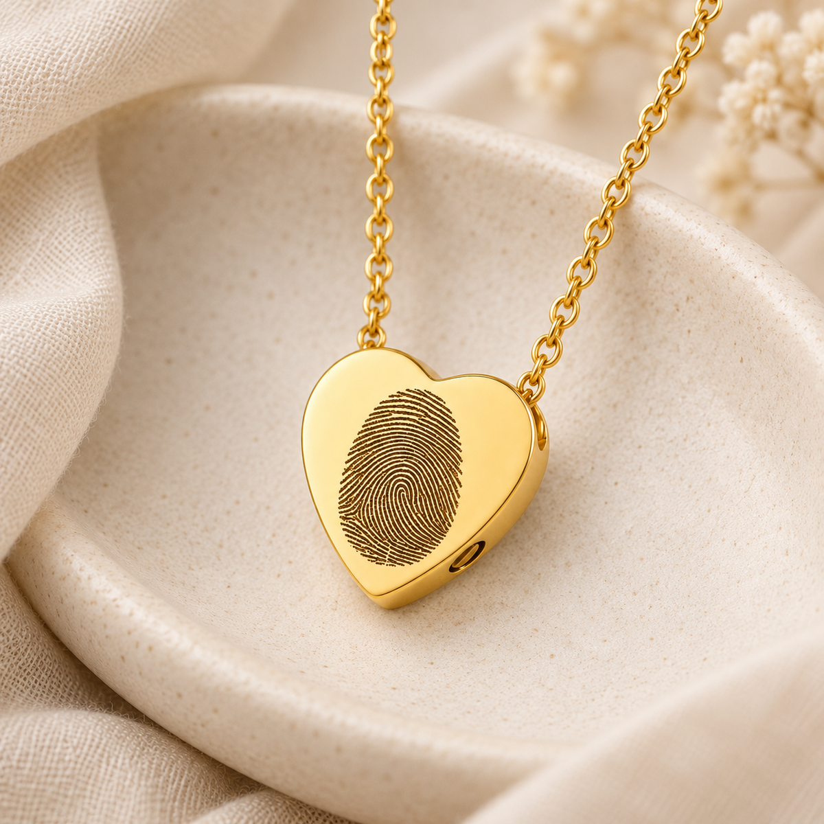 Gold Fingerprint Heart Urn Necklace
