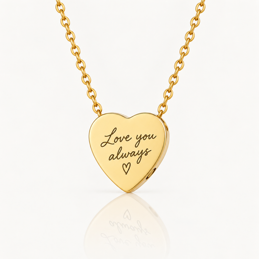 Gold Handwriting Heart Urn Necklace