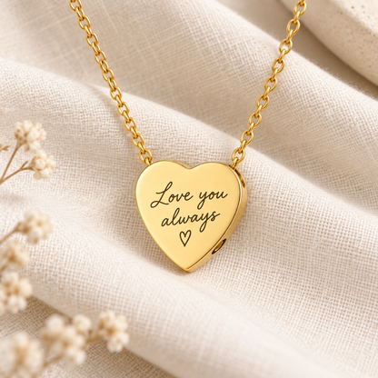 Gold Handwriting Heart Urn Necklace