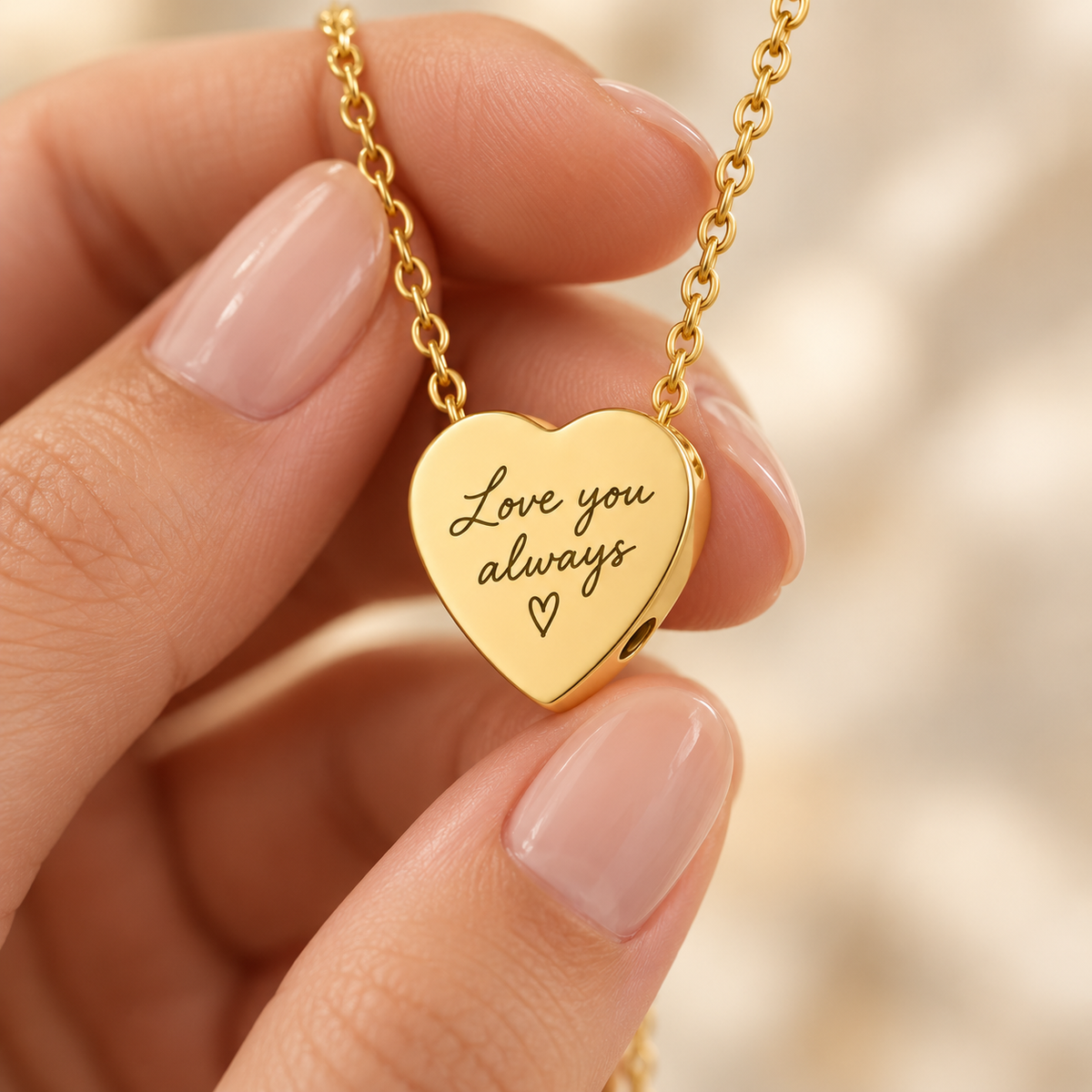 Gold Handwriting Heart Urn Necklace