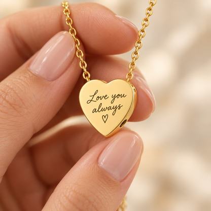Gold Handwriting Heart Urn Necklace