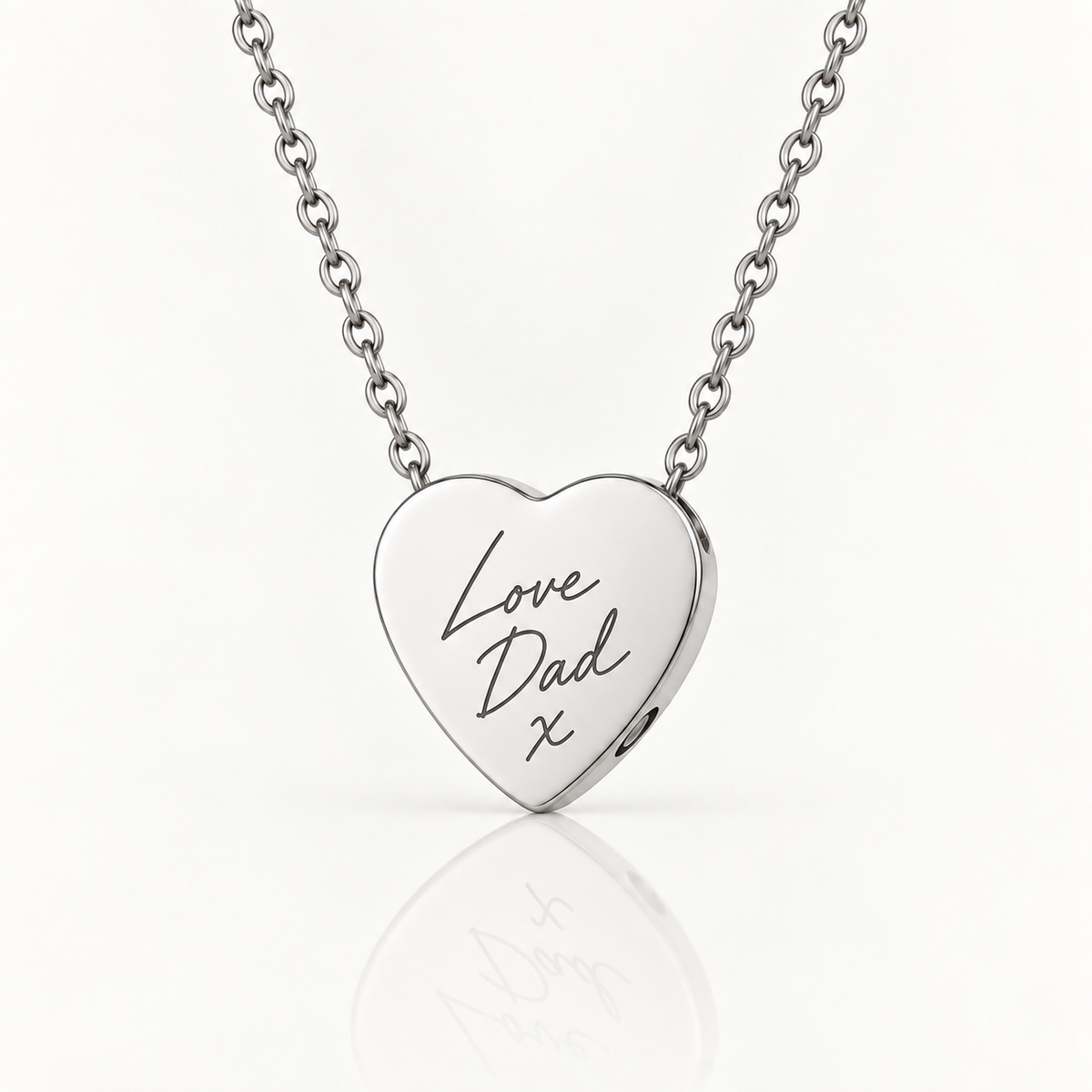 Silver Handwriting Heart Urn Necklace