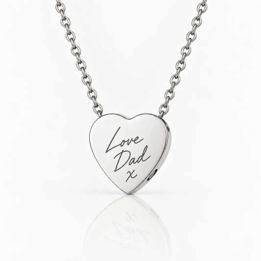 Silver Handwriting Heart Urn Necklace