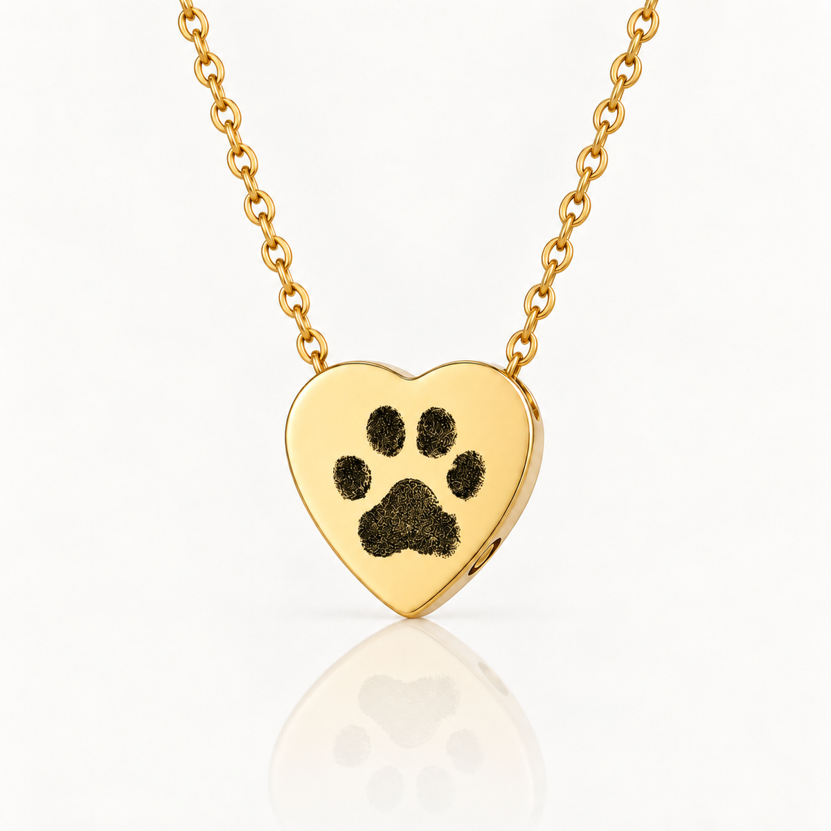 Gold Paw Print Heart Urn Necklace