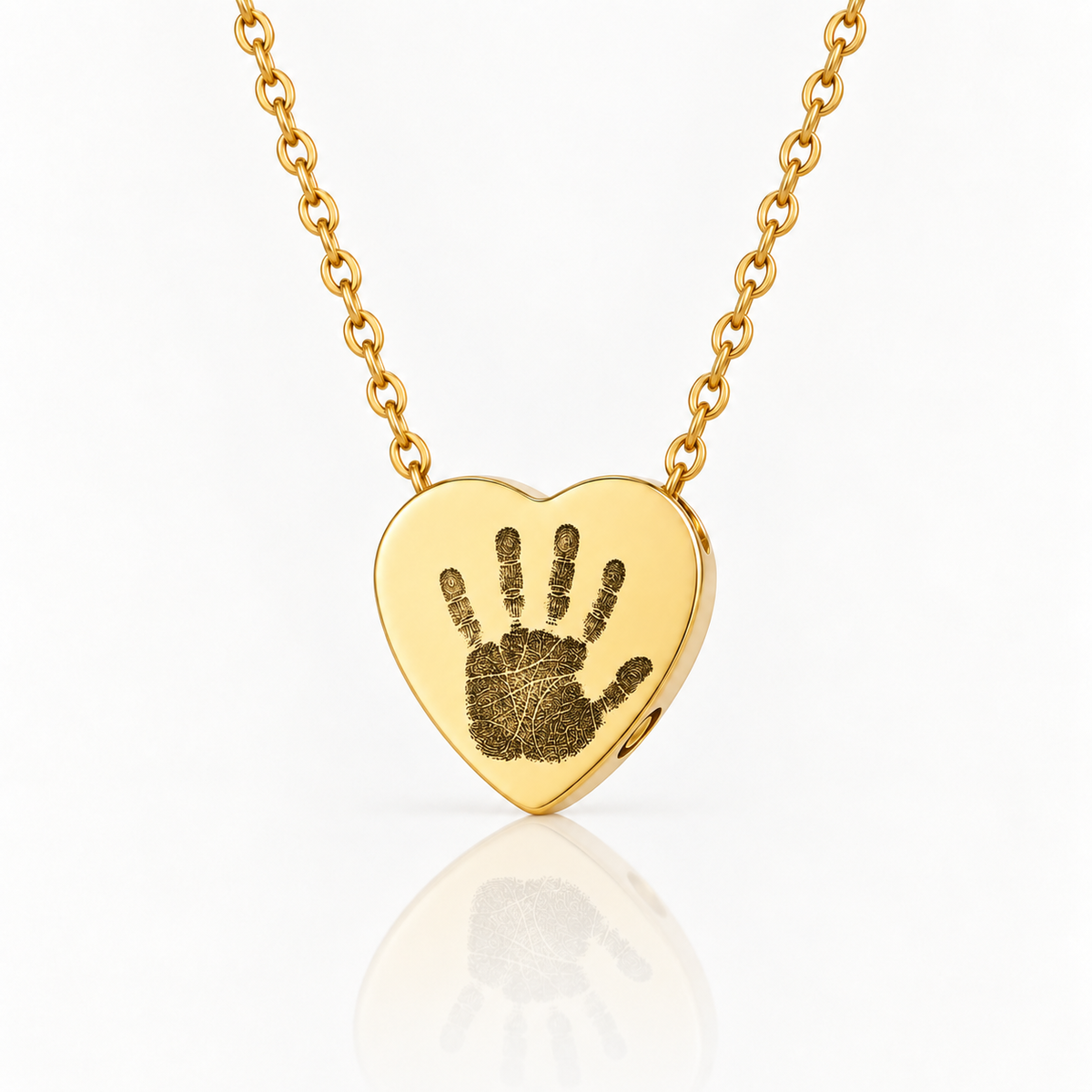 Gold Handprint Heart Urn Necklace