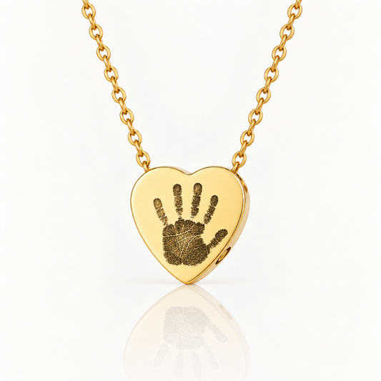 Gold Handprint Heart Urn Necklace