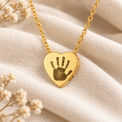 Gold Handprint Heart Urn Necklace