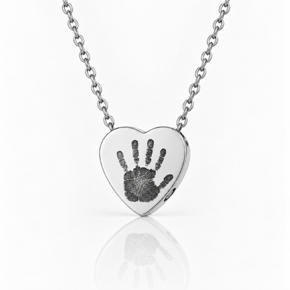 Silver Handprint Heart Urn Necklace