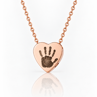 Rose Gold Handprint Heart Urn Necklace