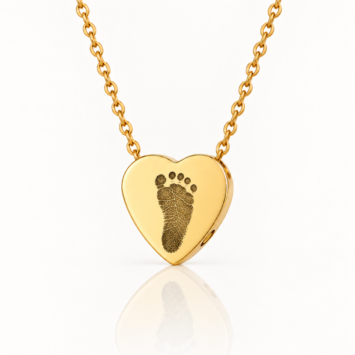 Gold Footprint Heart Urn Necklace