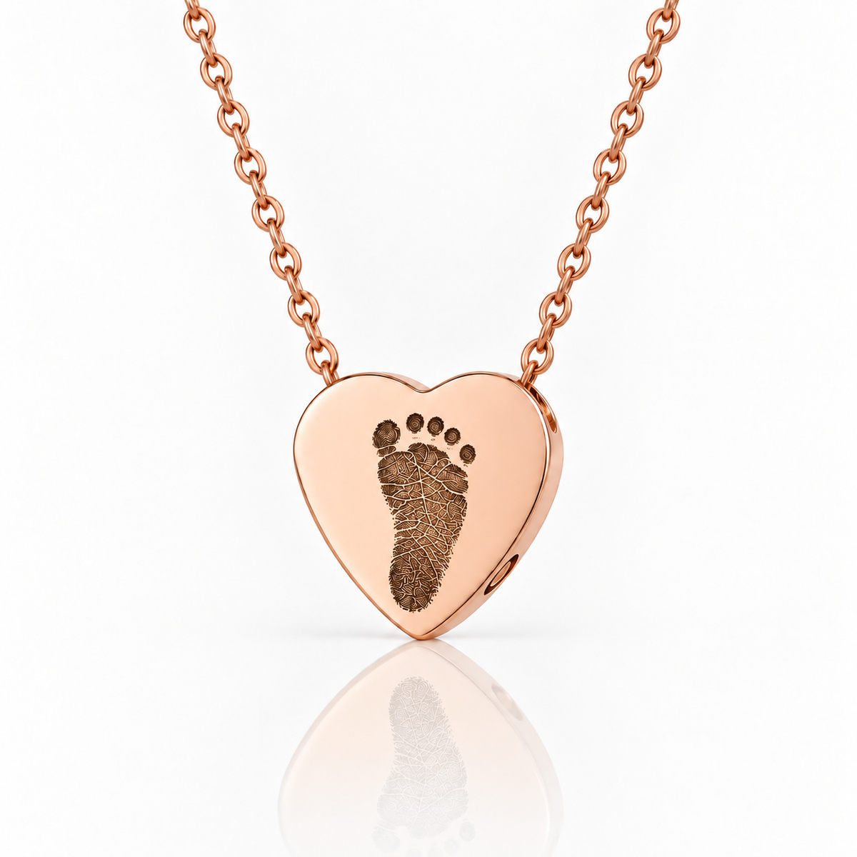 Rose Gold Footprint Heart Urn Necklace