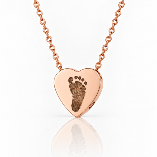 Rose Gold Footprint Heart Urn Necklace