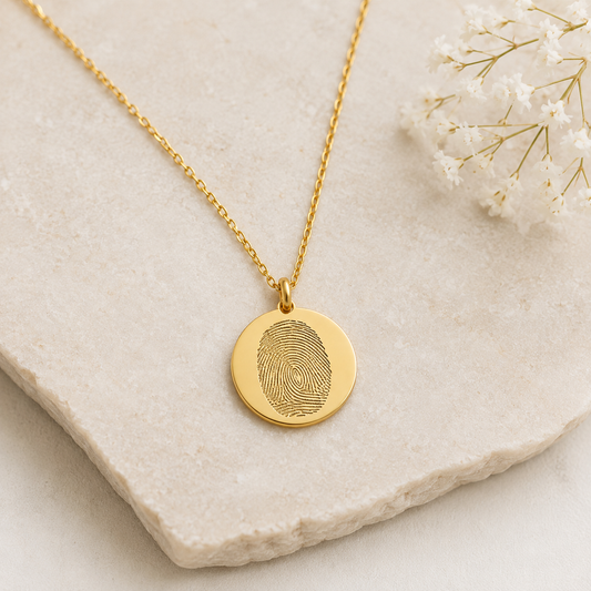 Gold Fingerprint Disc Necklace