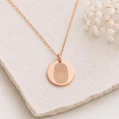 Rose Gold Fingerprint Disc Necklace