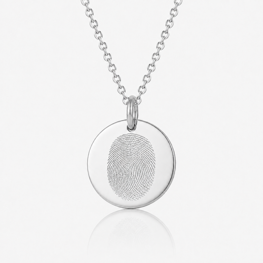 Silver Fingerprint Disc Necklace