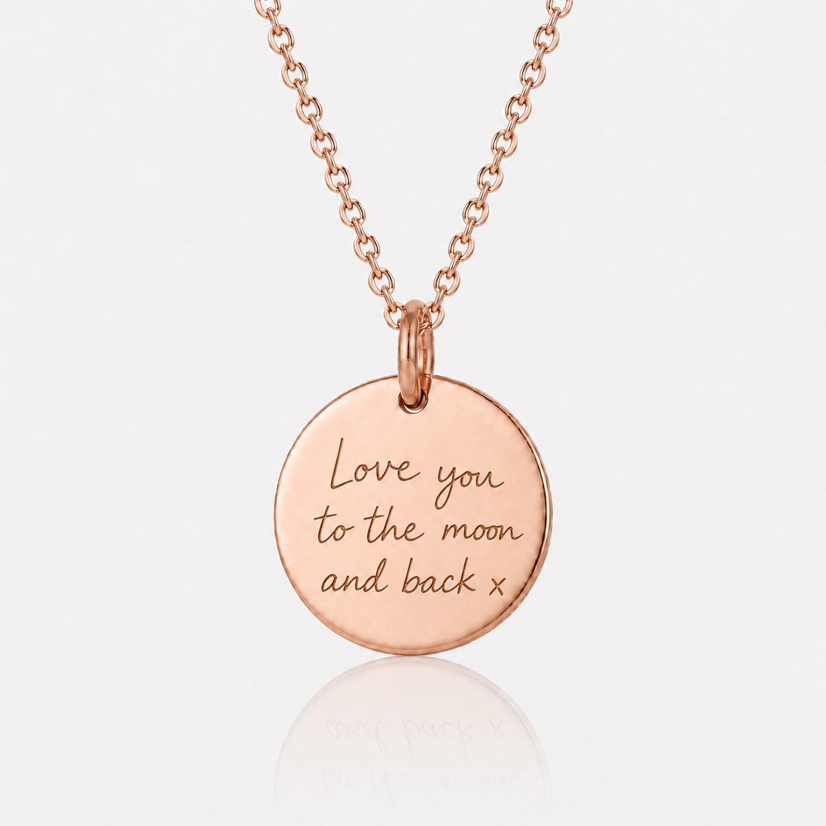 Rose Gold Handwriting Disc Necklace