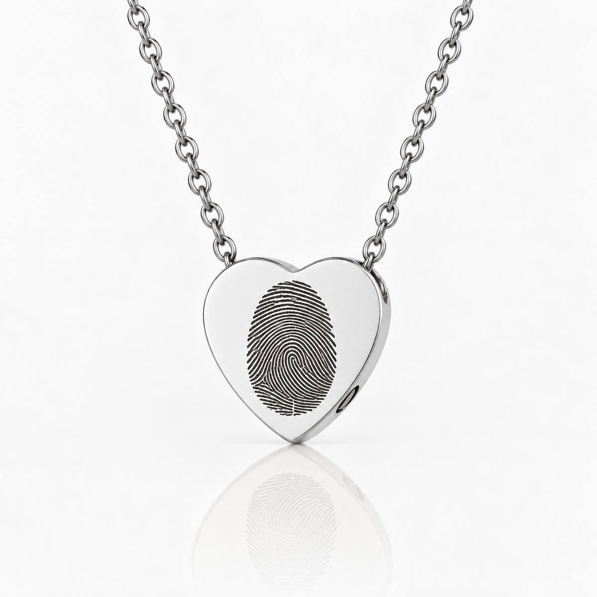 Silver Fingerprint Heart Urn Necklace